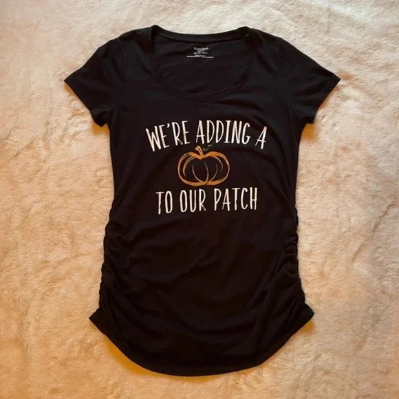 Motherhood Maternity, Fall October Pumpkin Announcement T-Shirt, Black - Picture 2 of 4